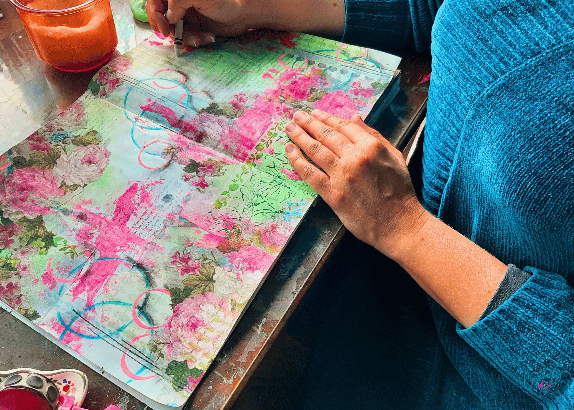 Misty-of-Creatively-Misty-creating-an-art-journal-page