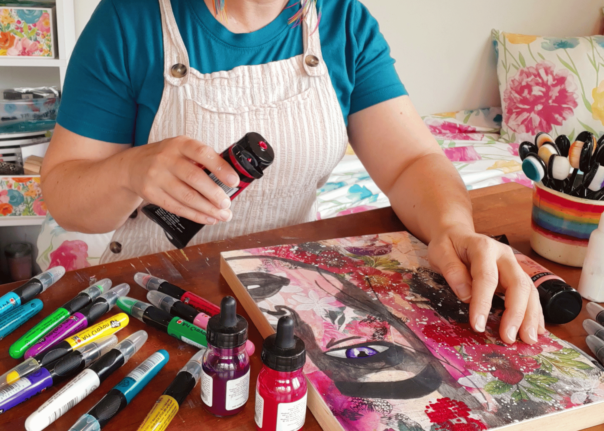 Misty-of-Creatively-Misty-working-on-Mixed-Media-Art