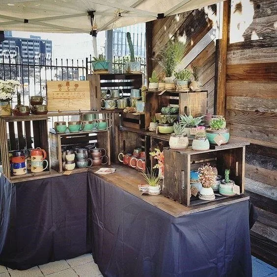 Rustic Wood-veneer Vendor Display