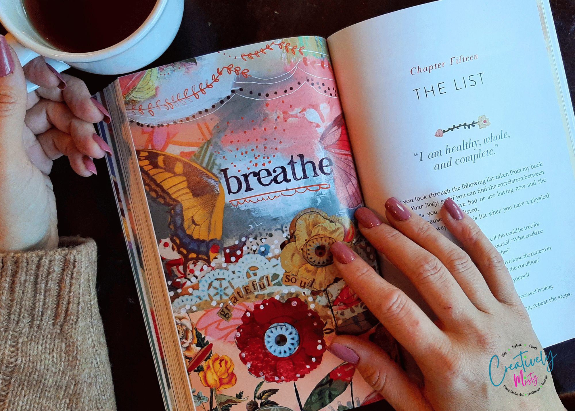 Misty-of-Creatively-Misty-reading -with-a-cup-of- tea