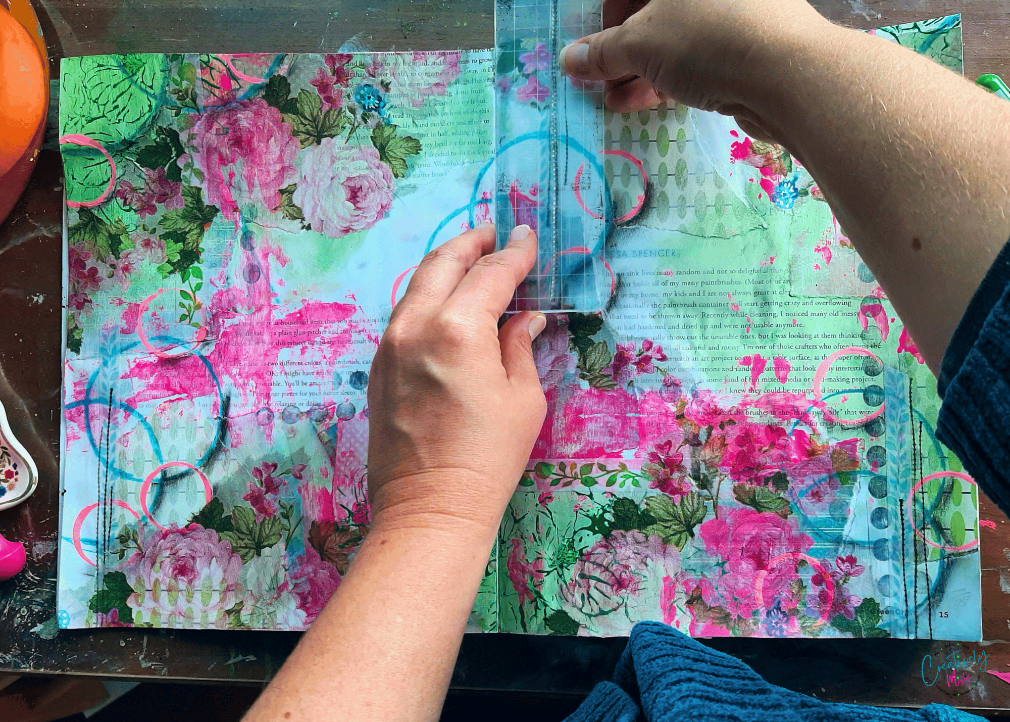 Misty-of-Creatively-Misty-creating-an-art-journal-page