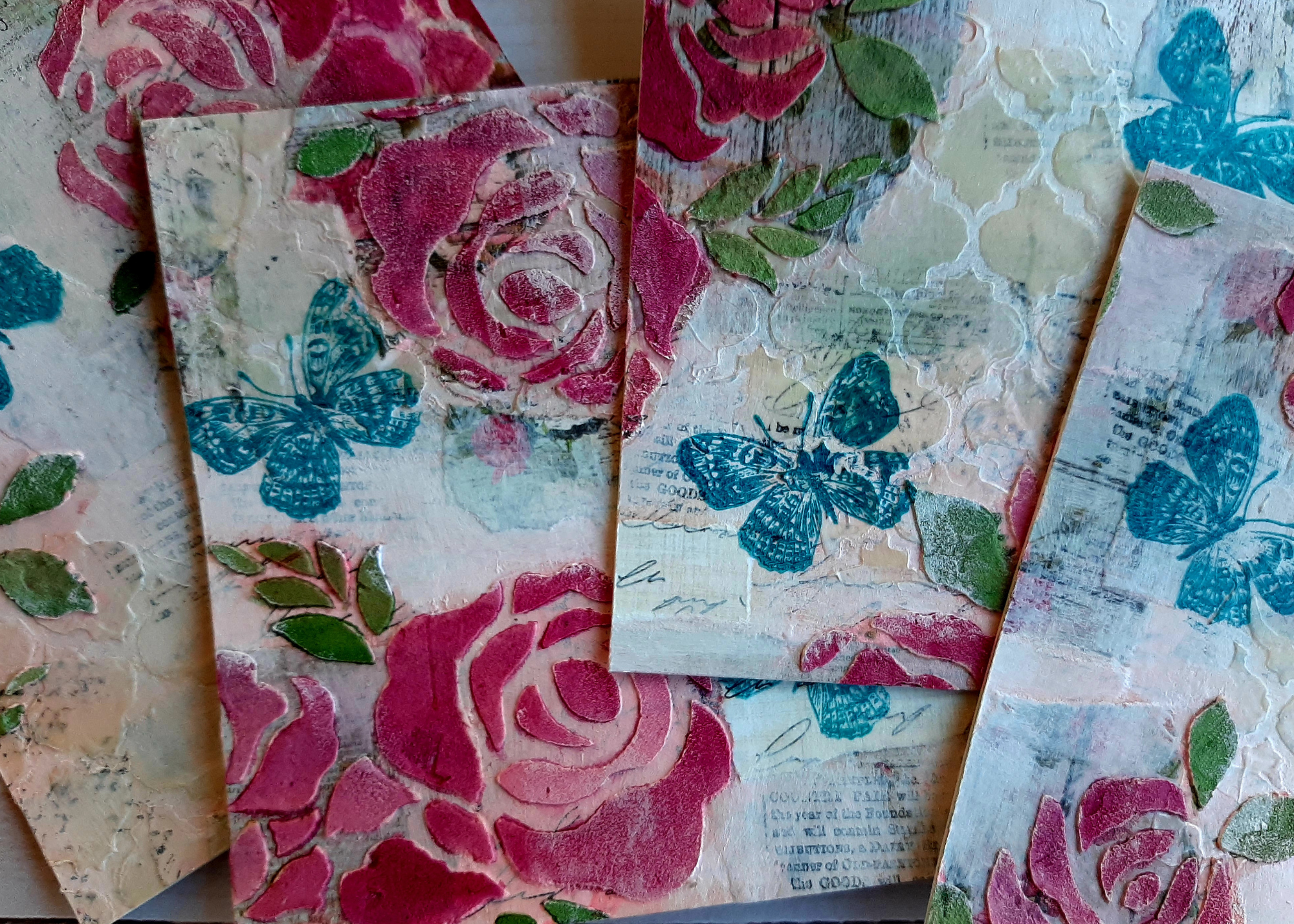 Four Abstract Collage Workshop Art Samples