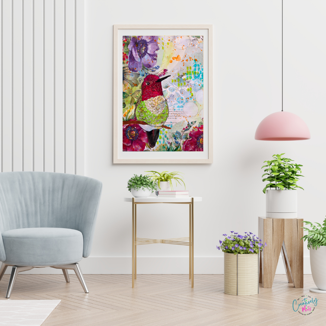 Framed Winged Wonder Limited Edition Giclee Print displayed on a wall