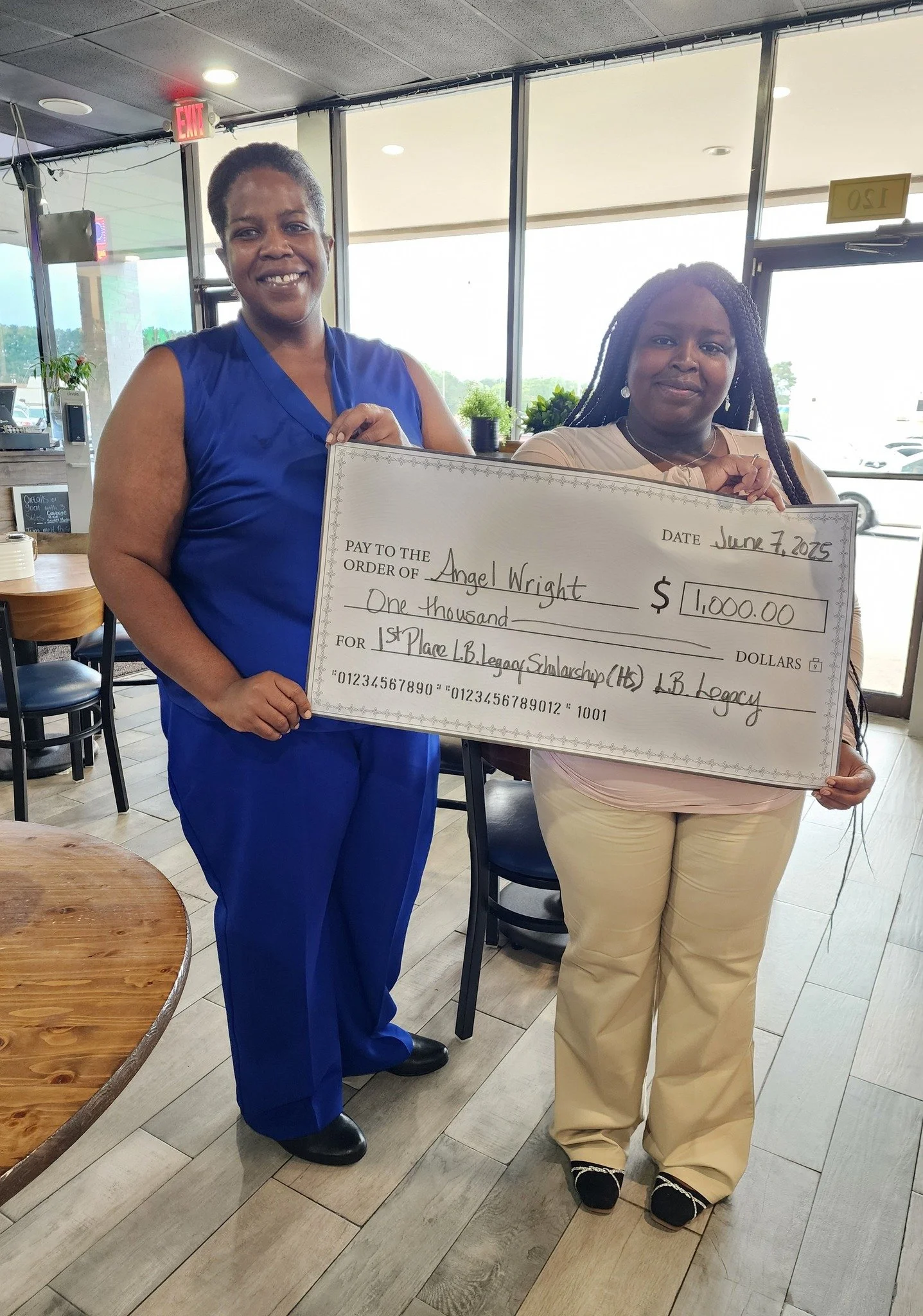 Angel Wright, 1st place winner of the LB Legacy High School Scholarship award pictured with her mother!