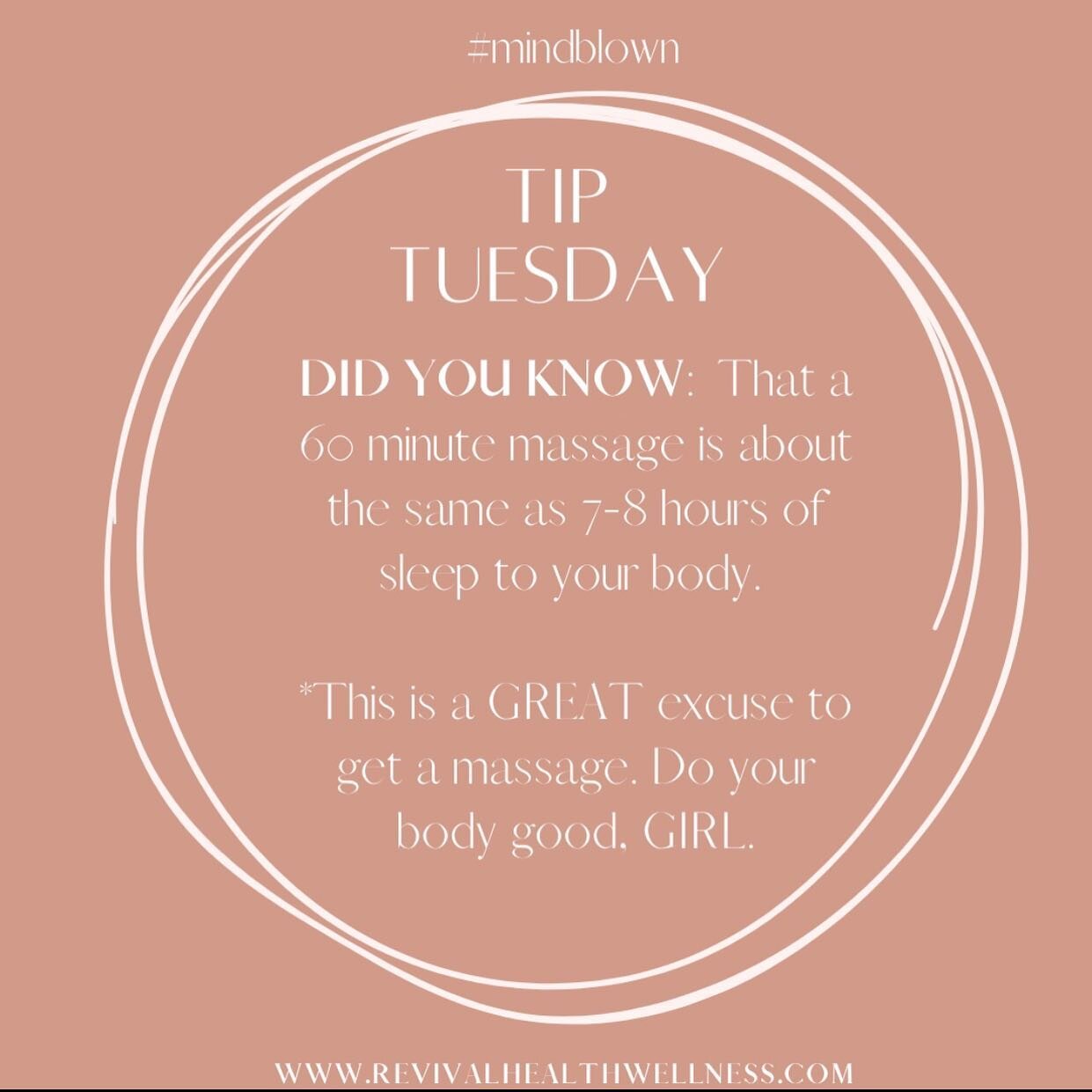 Treat Yourself Tuesday: 

We all know by now how important sleep is to our overall health/bodies. Why not double down and start adding massages to your self care routine?

Massages are an amazing way to detox (think lymph massage), relax, relieve str