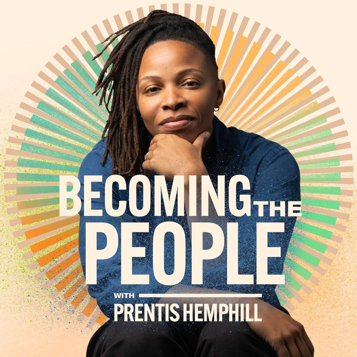 cover art for the podcast Becoming the People by Prentis Hemphill, a portrait with colorful rays around them