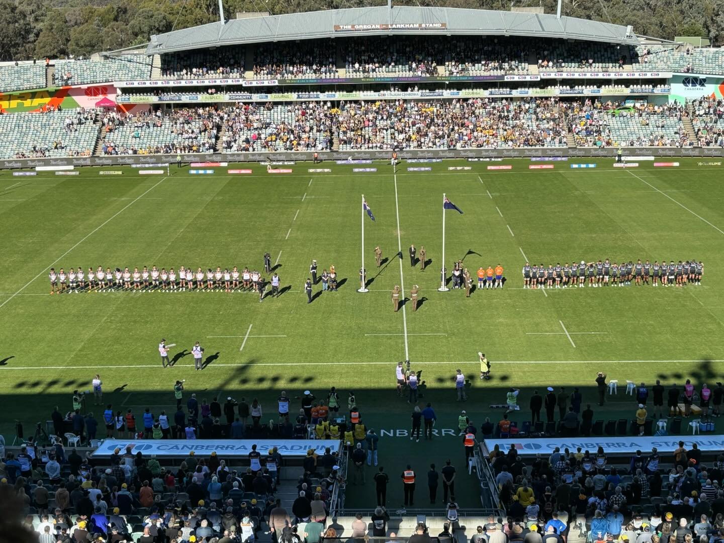 ANZAC Round at GIO Stadium Canberra today. Great to see the respect shown by both teams to walk out together to honour the spirit of the ANZACs.

Terrific to see the ACT Brumbies bounce back after a disappointing loss last week to defeat the previous