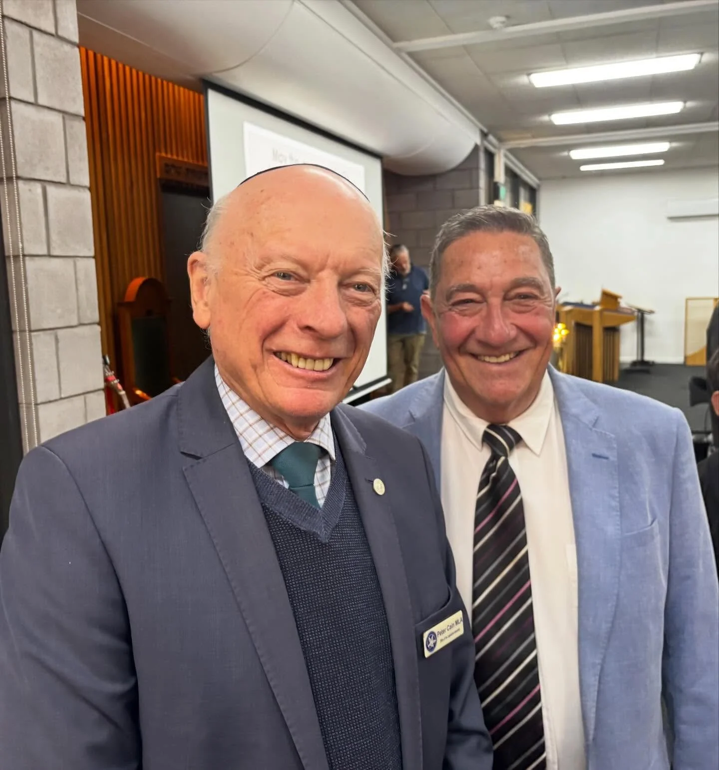I&rsquo;m with Jerry Lissing, son of Auschiwitz survivors, who gave a very moving account of his parents&rsquo; Holocaust story at the Yom HaShoah (Holocaust Remembrance Day), Monday evening at the ACT Jewish Centre.