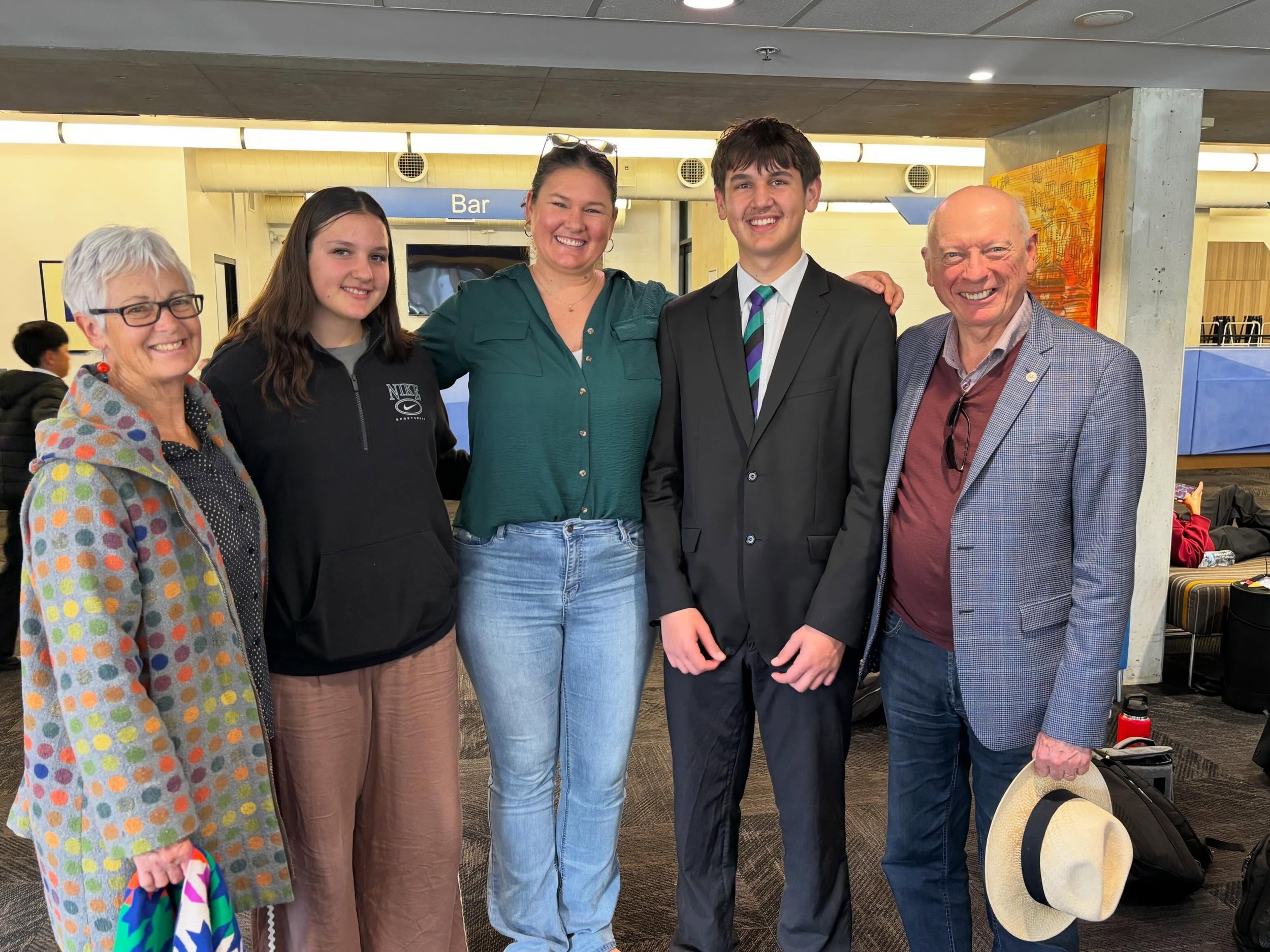 Lovely time for Claire and me over the weekend with family from the Hunter Valley, with Levi, pictured with his Mum and sister, participating in the Concert Band Section, Australian National Eisteddfod, Llewellyn Hall, with fellow students, 18 years 
