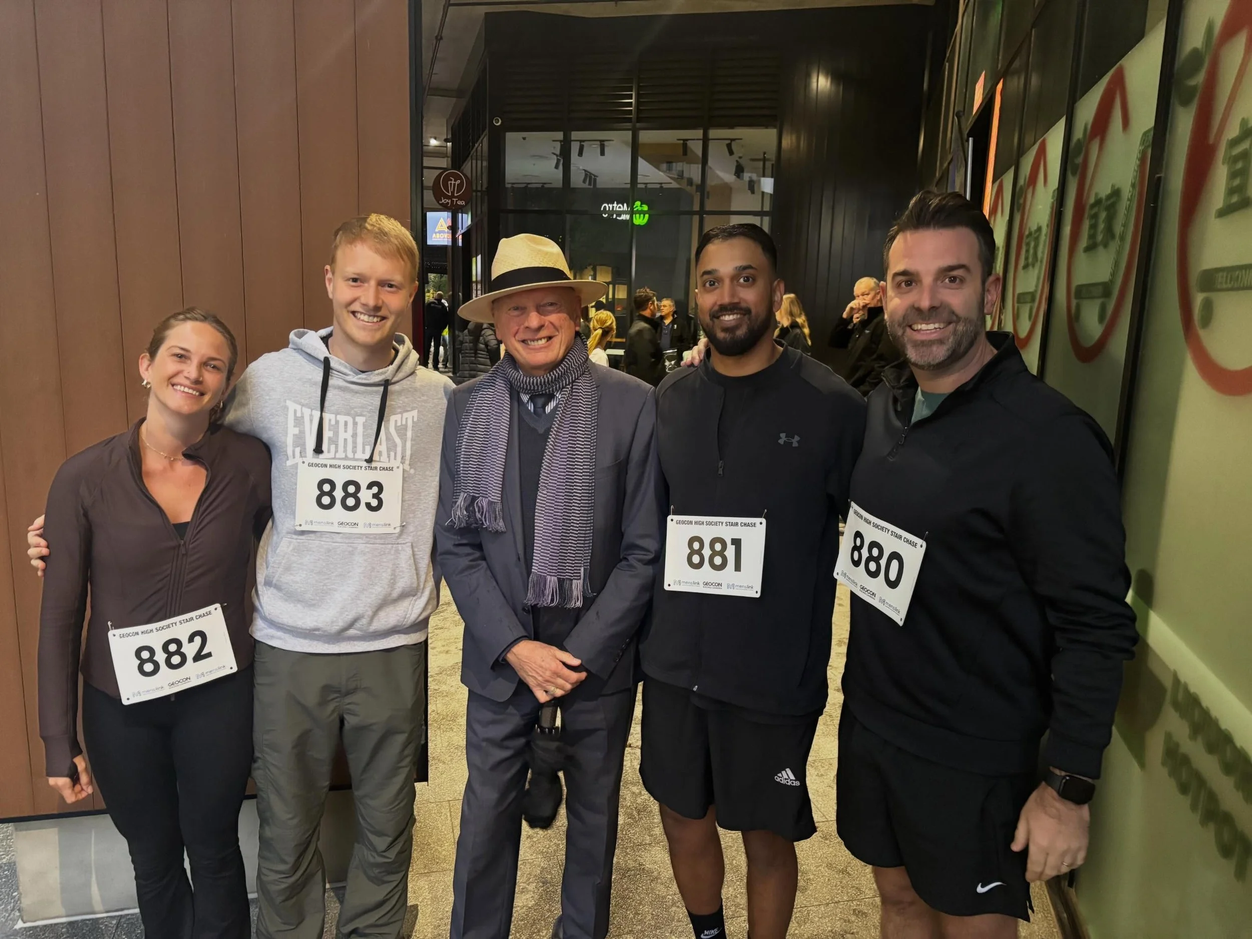 Yesterday morning (and purely as an observer!) I joined the assembly of stair runners at Geocon&rsquo;s High Society, Tower B, Belconnen, in support of Menslink. I was fortunate to catch the first group of runners before their dash up the stairs, and