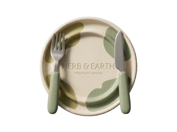 Plate with spoon and knife AI