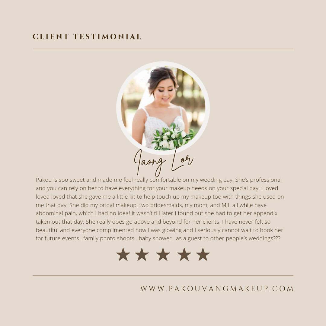 TESTIMONIAL TIME!! Thank you Iaong for taking the time to leave me a wonderful review! ⠀⠀⠀⠀⠀⠀⠀⠀⠀
If I've ever provided a makeup service to you I would love to get an honest review from you! You can send me a DM or post it on my Google Business &quot;