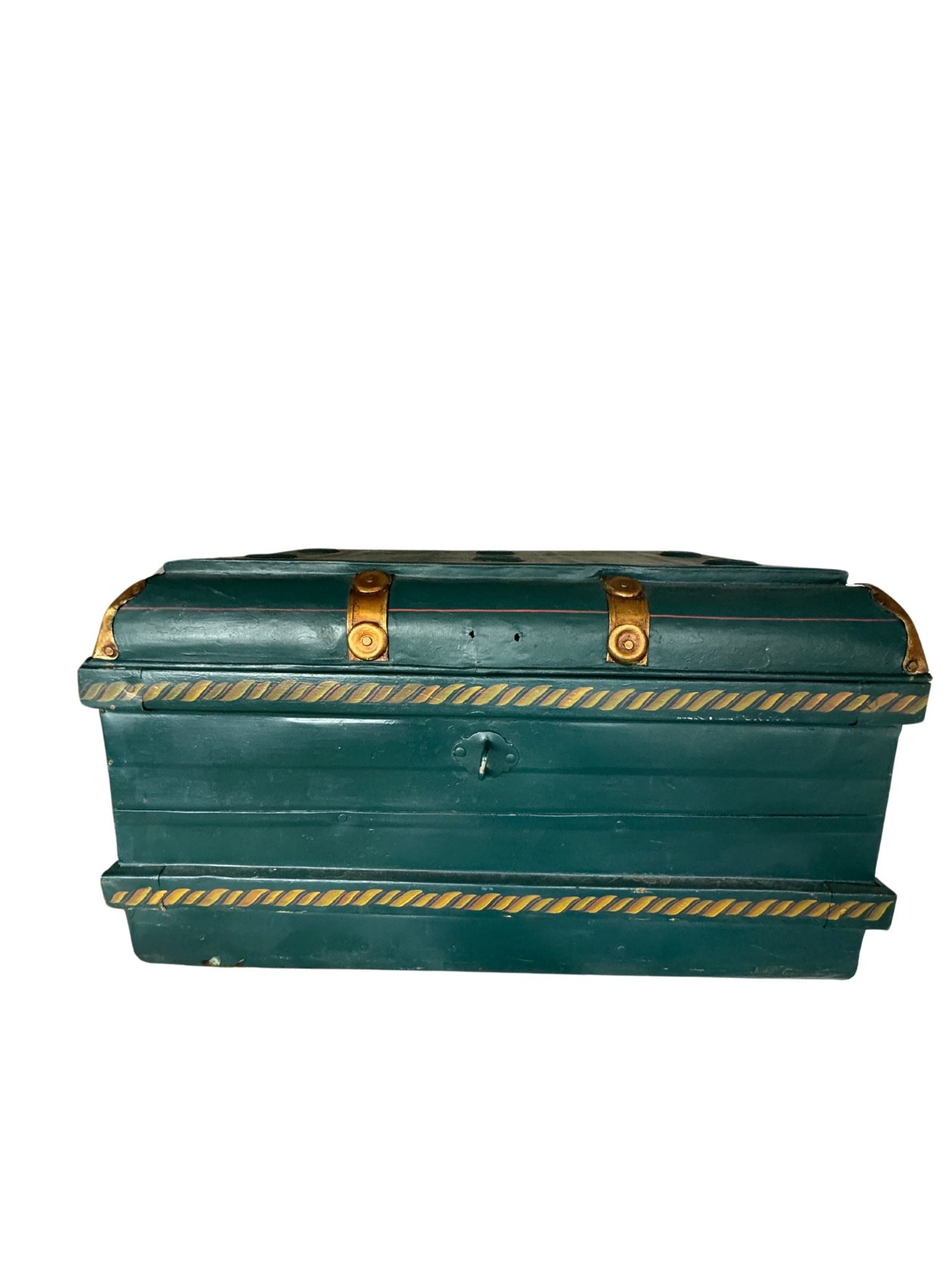 Green and Gold Metal Trunk