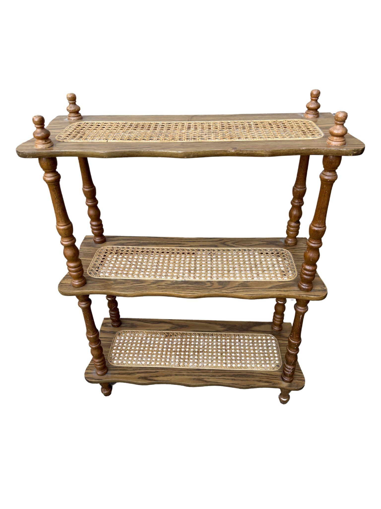 Golden Oak Rattan Shelves