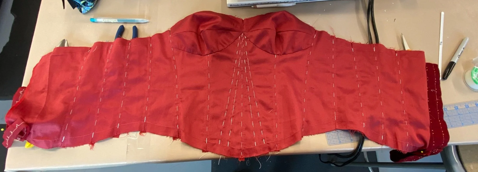 Mockup with bust cups basted in. 