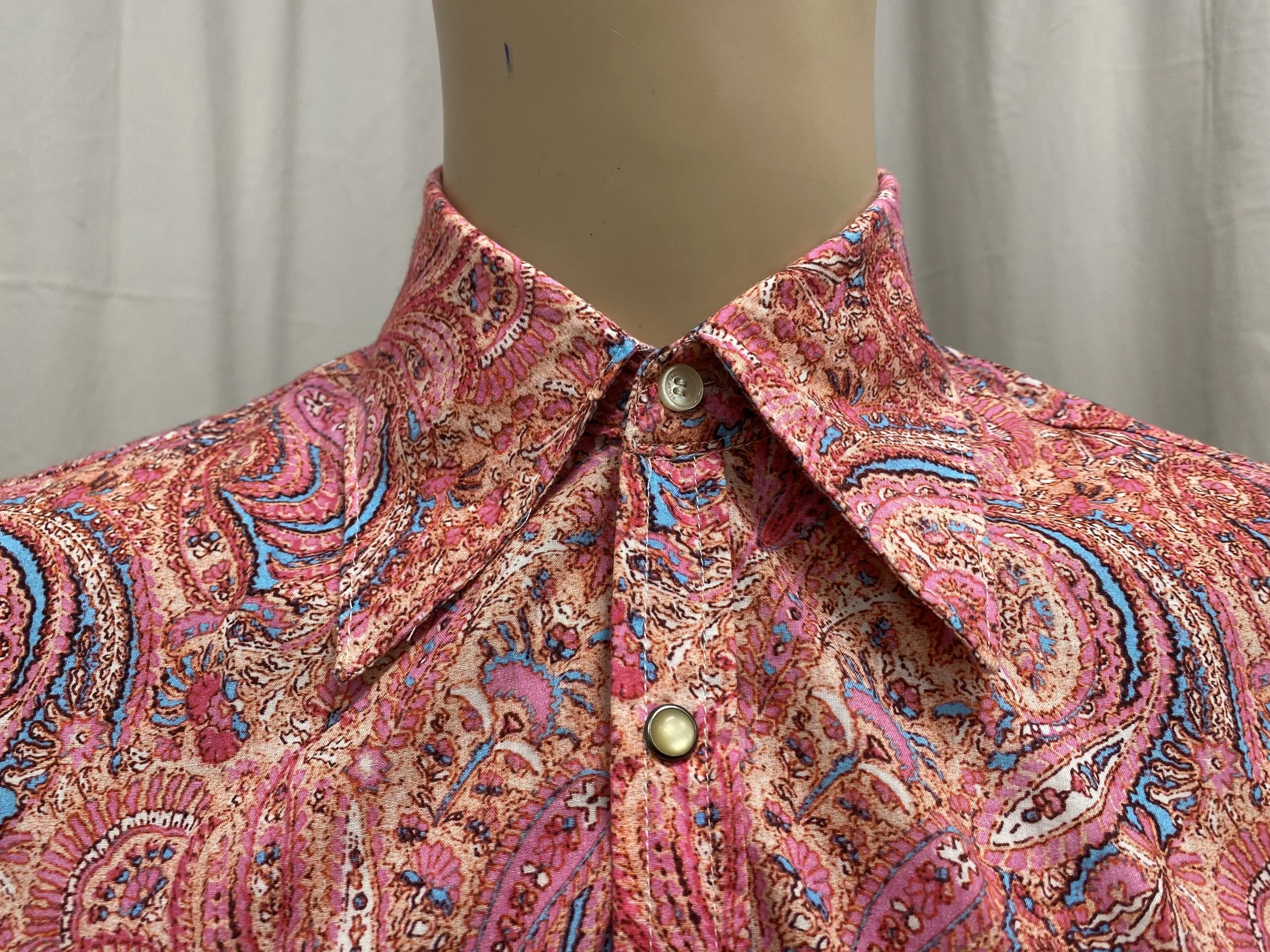 New collar - front. Sewed and attached collar on to shirt for Dionysus.
