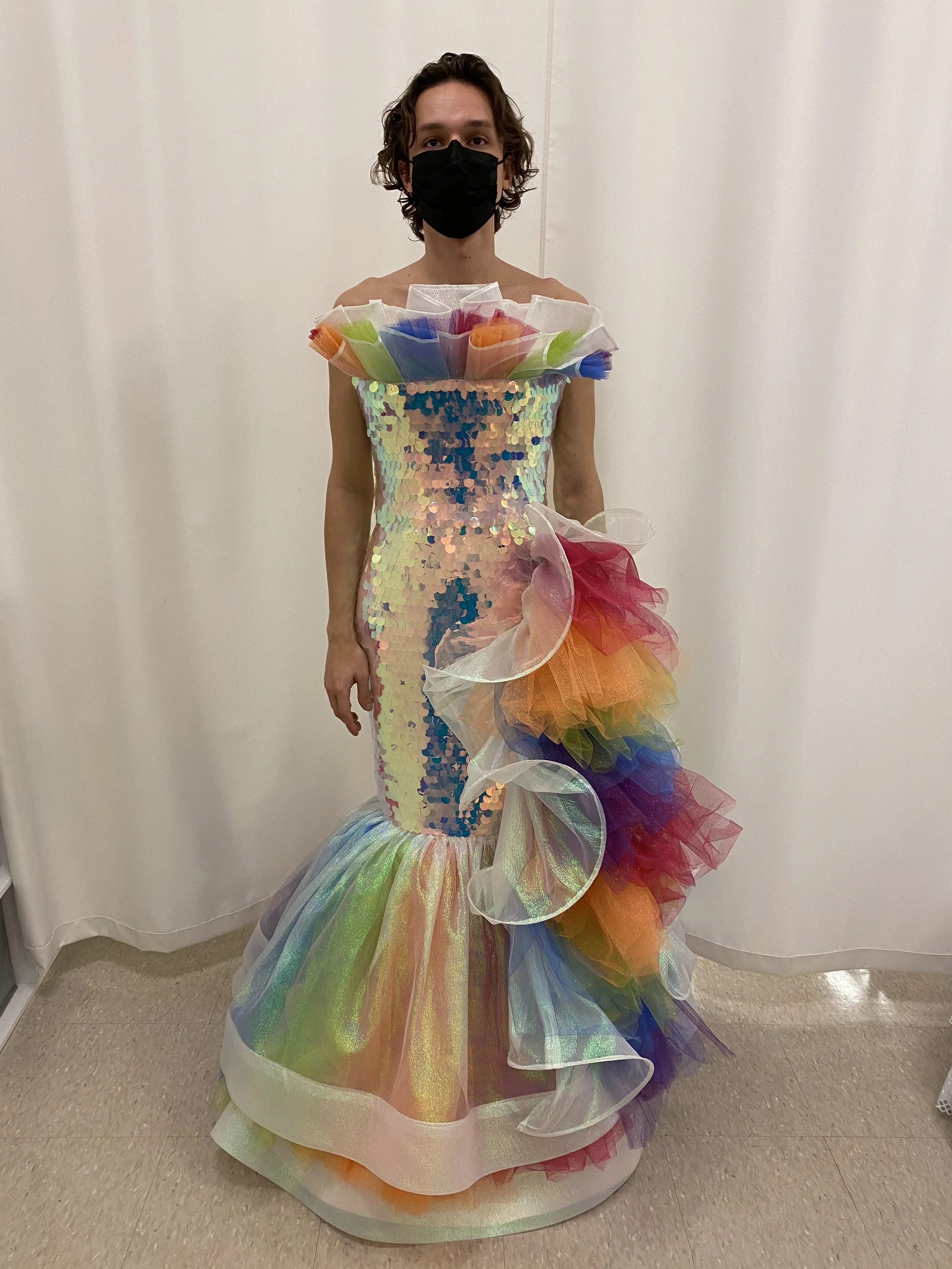 Finished dress on the performer - front