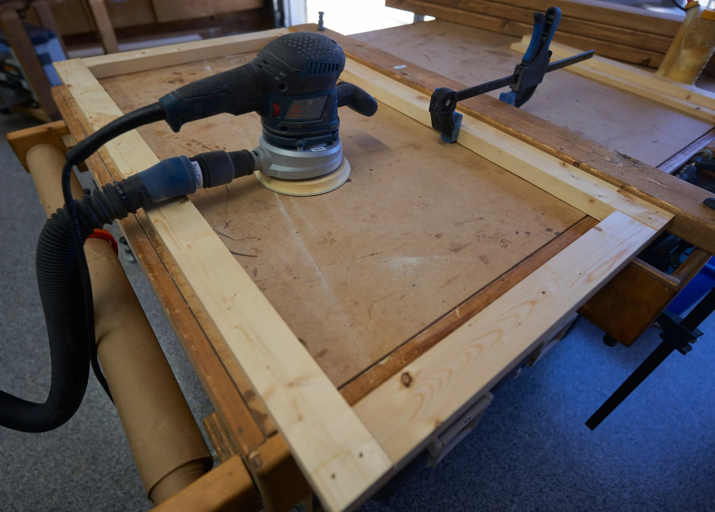 Sanding now while it's still accessible.