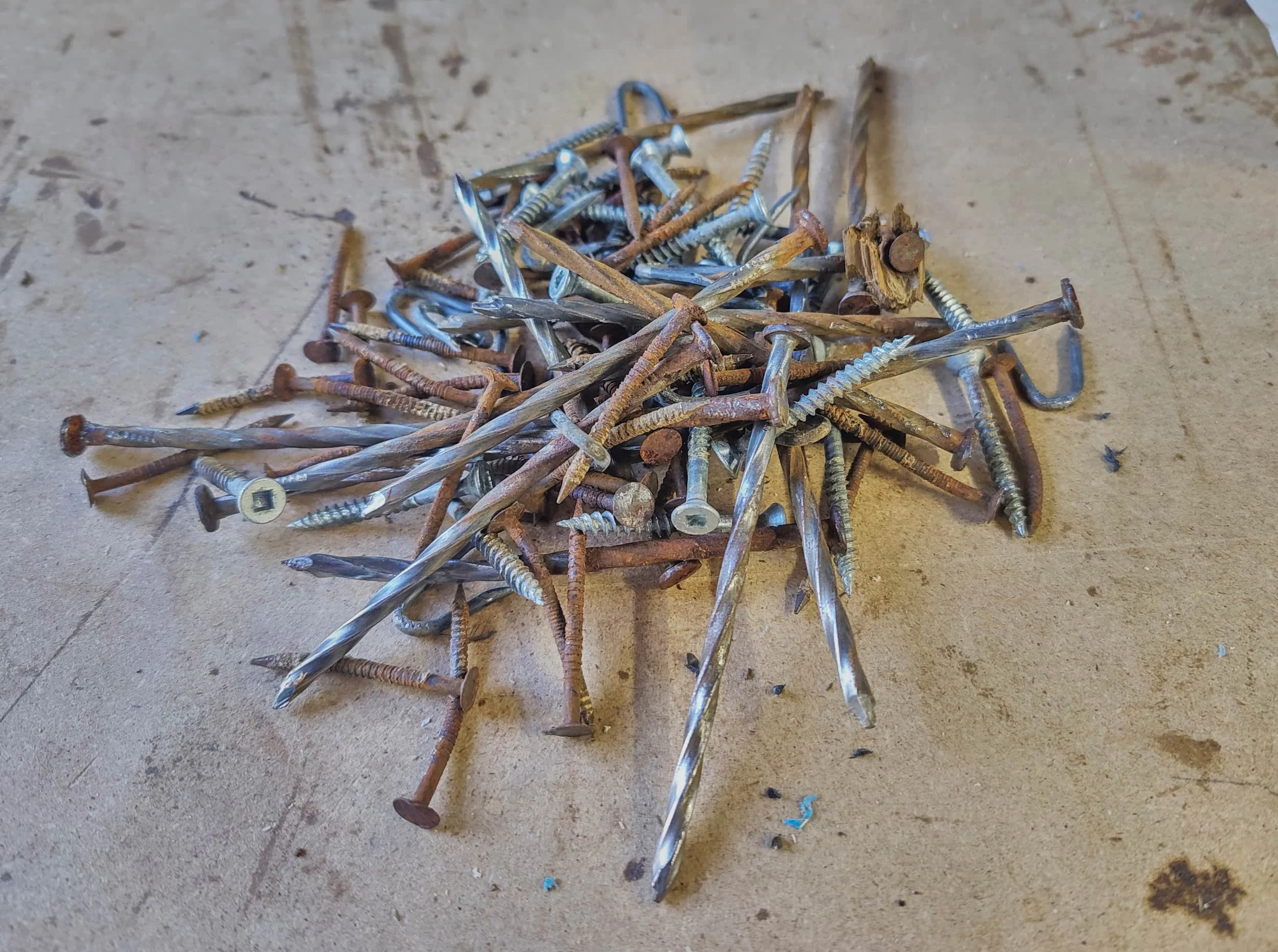 One frame's worth of fasteners