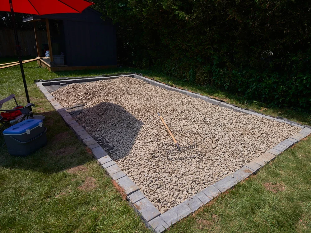 About a day of hauling rocks