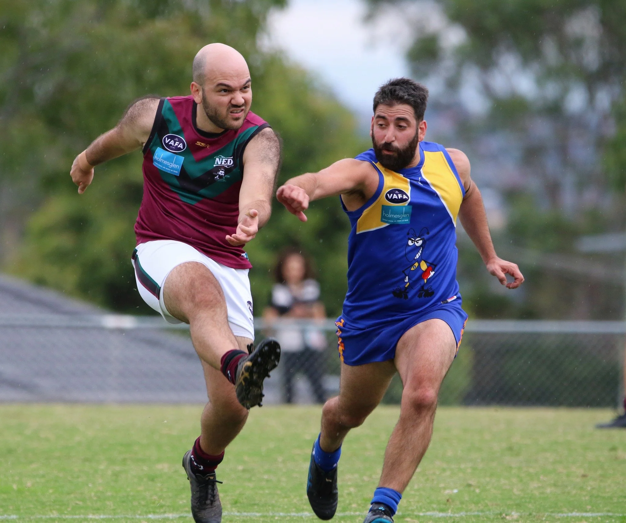 Anthony Stavrinos kicks the ball