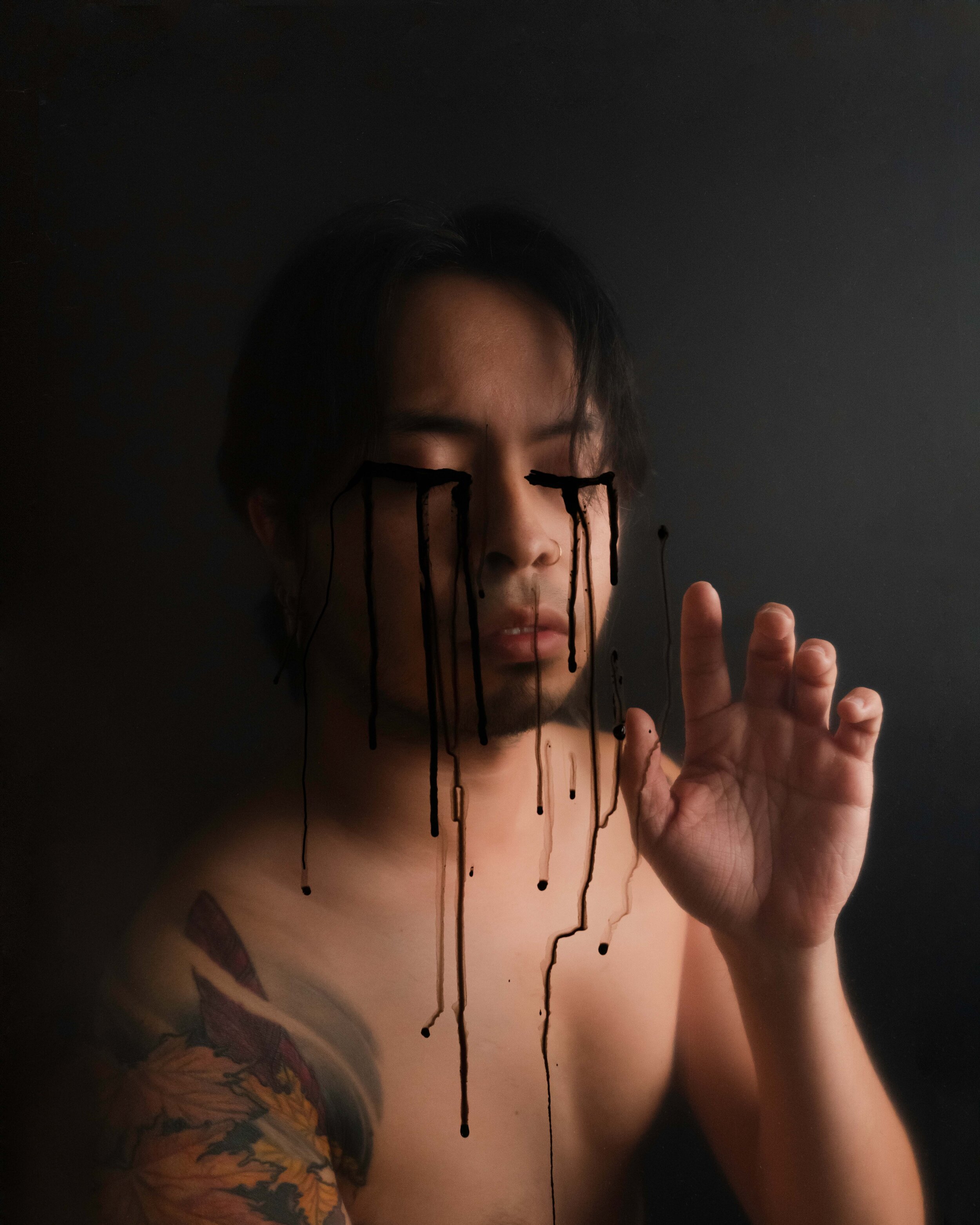 Title: Ink.
We live in a society of toxic masculinity where boys and men have to man up and not show emotion--to stop crying. As of 2015, two-thirds of worldwide suicides are committed by men. Do not bottle up your emotions. Do not close yourself of