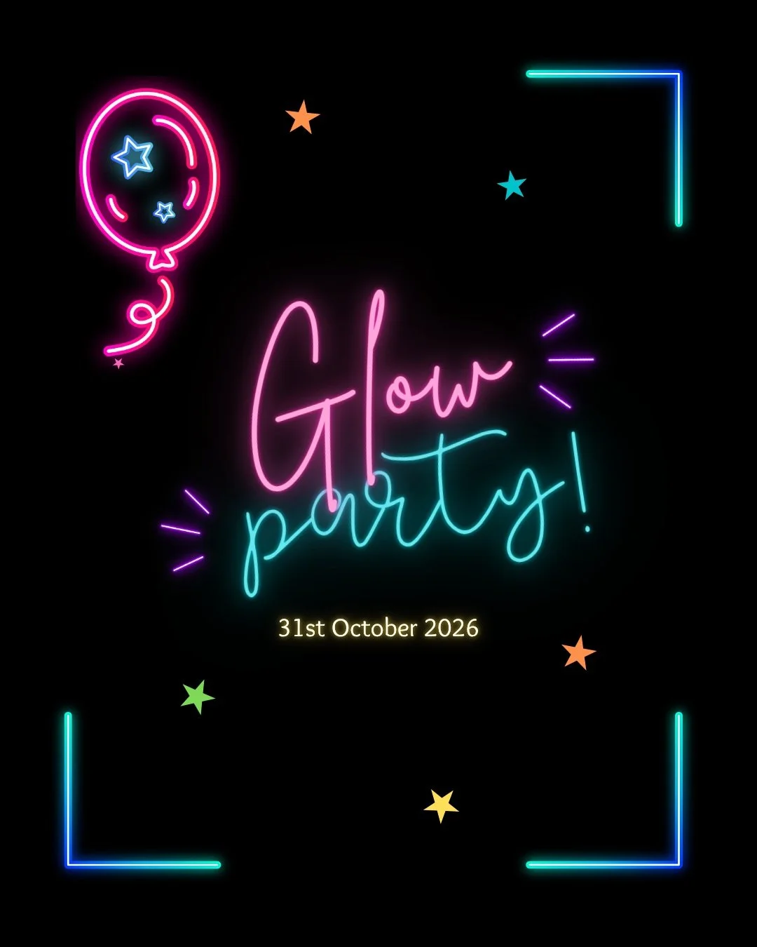 A Glow Party for 4-11 year olds! Completely free and open to friends, family, neighbours and the local community.

It will be an afternoon of fun, games, challenges and prizes! Come dressed as something bright, colourful, fun or light! Bright colours