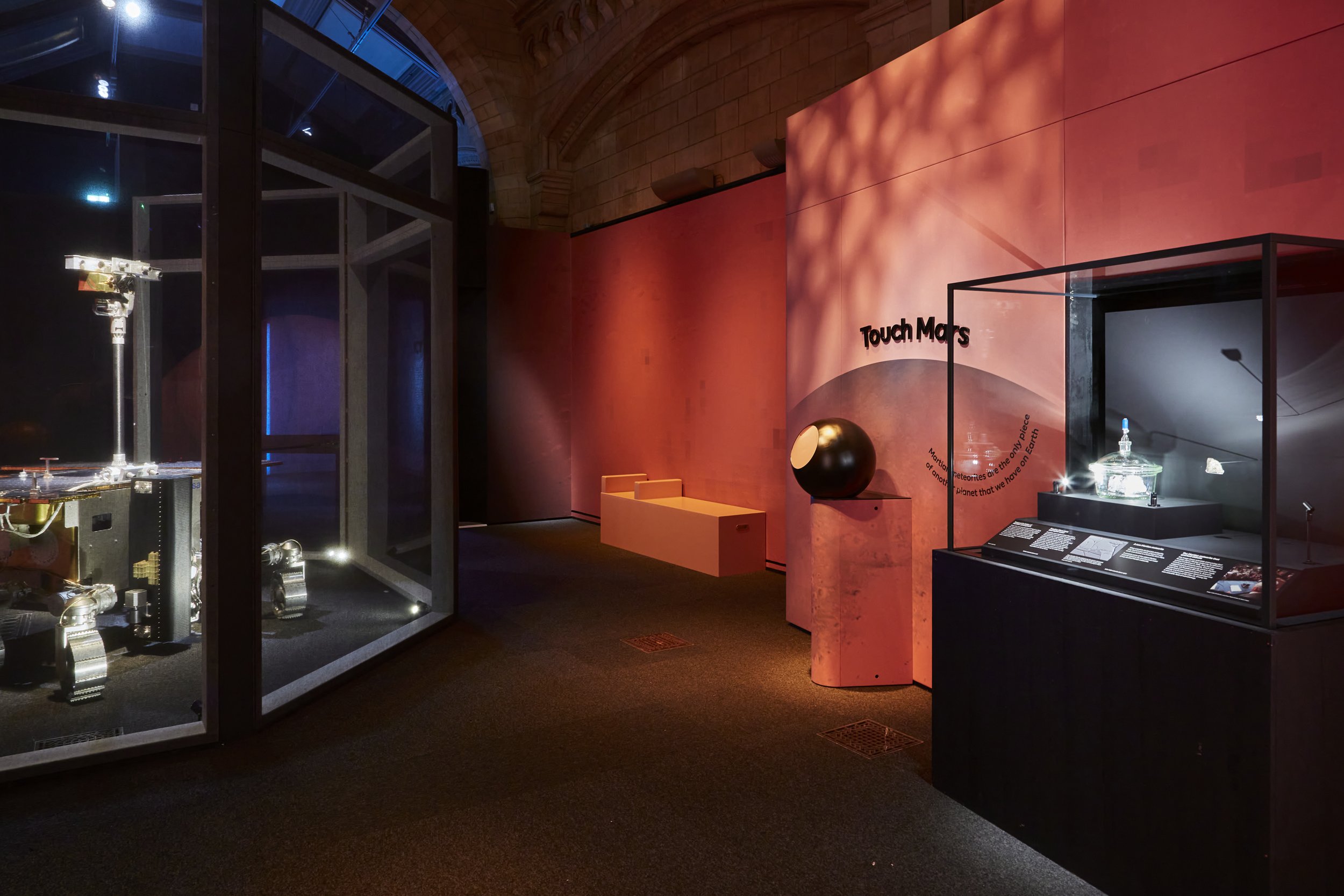 Installation view of Space: Could Life Exist Beyond Earth? at the Natural History Museum, London, 2025. Image courtesy of the Trustees of the Natural History Museum, London.