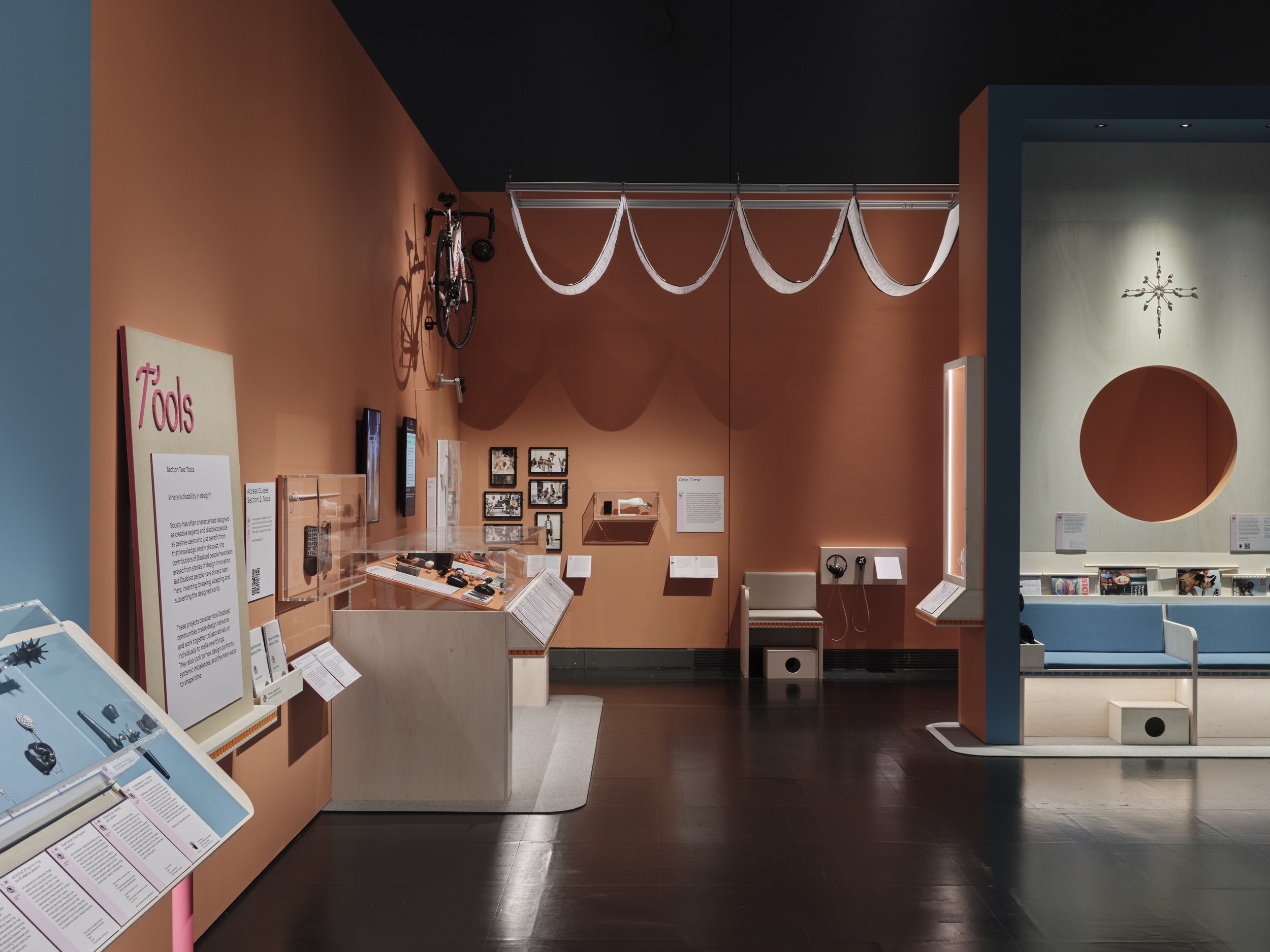 Installation view of Design and Disability at the Victoria and Albert Museum, 2025. Photos: Ⓒ Thomas Adank and the Victoria and Albert Museum, London.