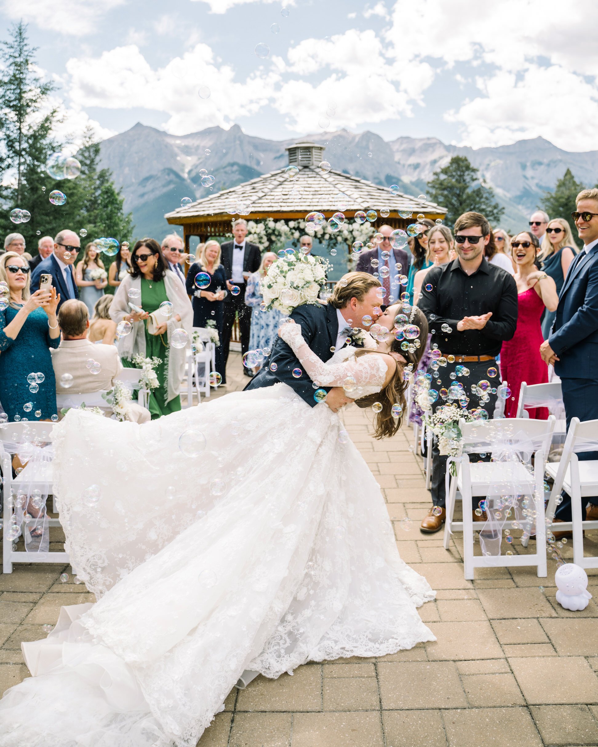 Outdoor wedding ceremony at Silvertip in Canmore