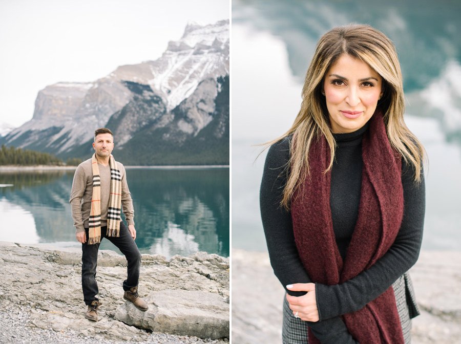 Enagement session in Banff, with the lake and mountains with Cal