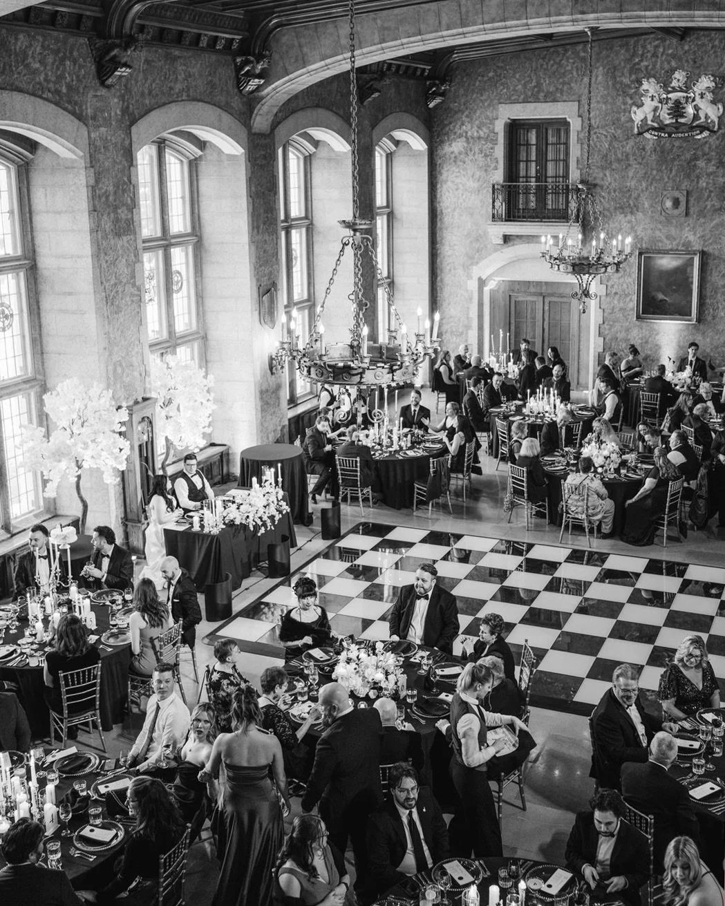 Black &amp; White affair 🖤🤍
Featuring Sophia &amp; Nugget

Planning &amp; Design: @lynnfletcherweddings @jodymcbeath ⁠
Photography: @corrinawalkerphotography ⁠
Videography: @parfaitproductions⁠
Florals: @flowerartistry ⁠
Rentals: @modernrentals.ca 