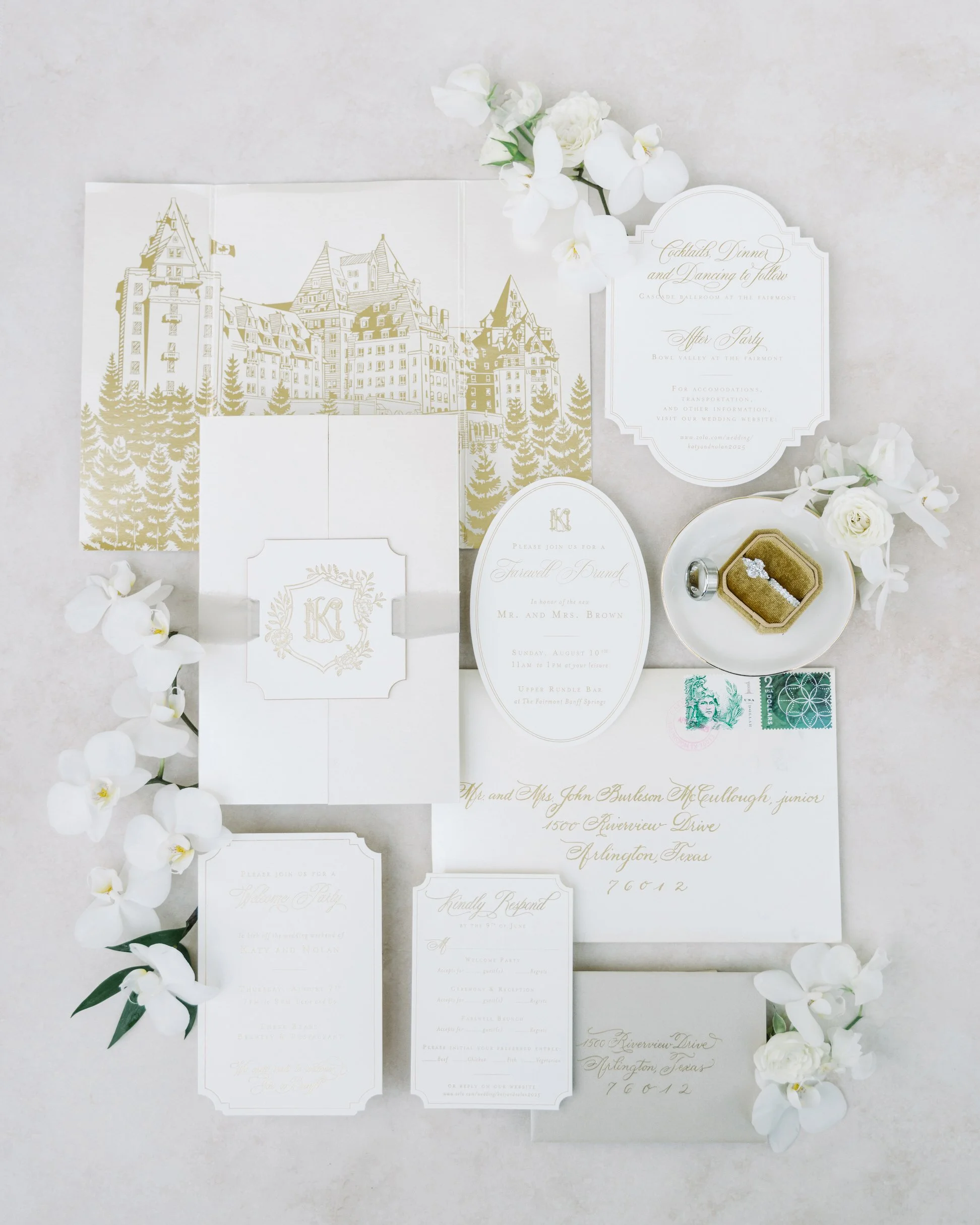 Invitations for wedding at the Fairmont Banff Springs Hotel
