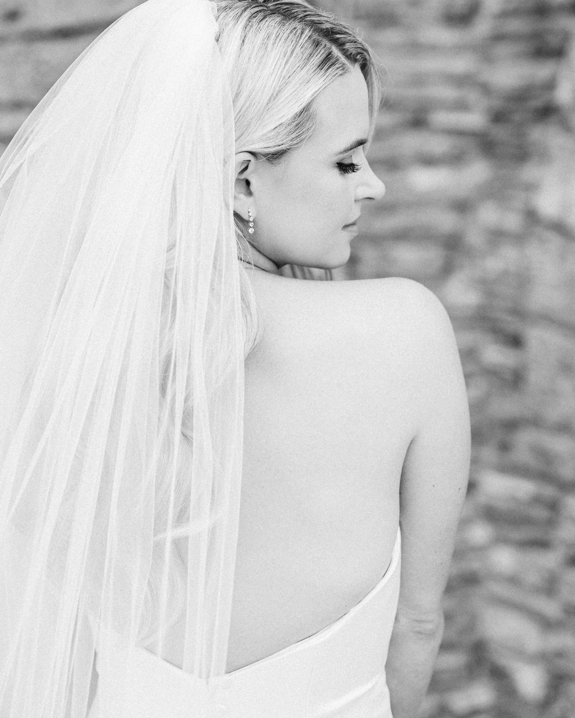 Black and white bride portrait 
