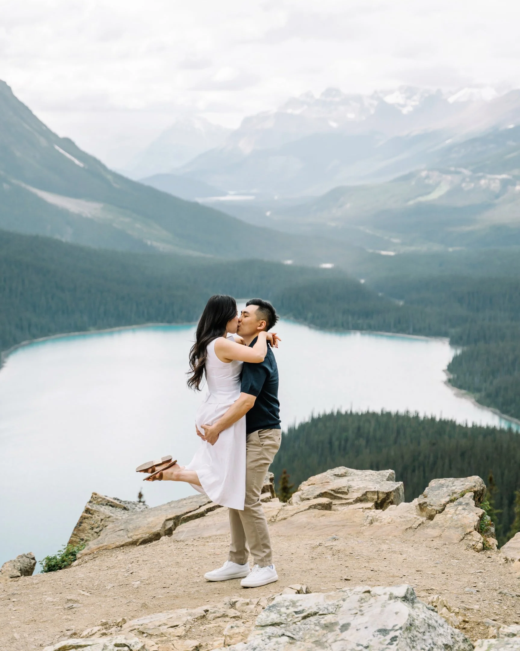 Summer engagement session at Peyto Lake
in Banff National Park