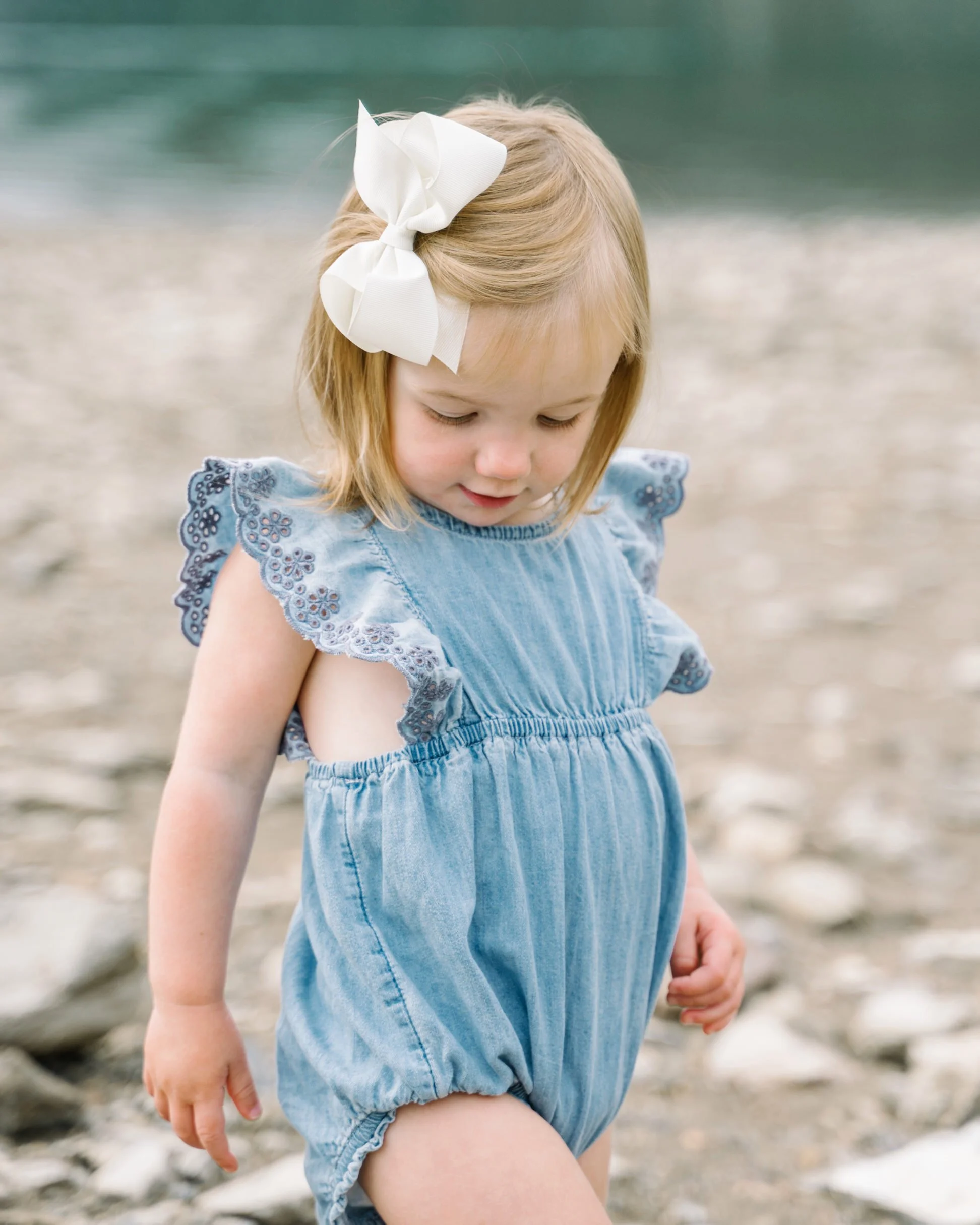 sweet girl during family session in banff
