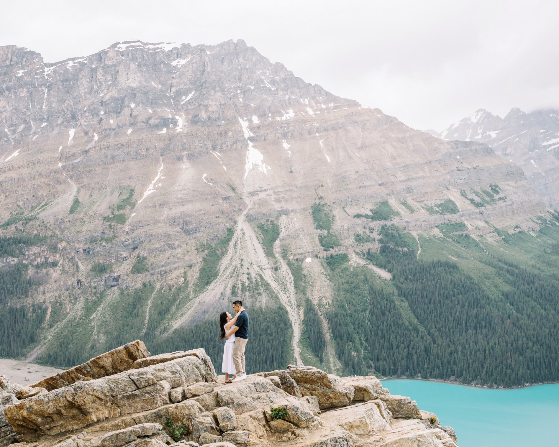 Summer engagement session at Peyto Lake
in Banff National Park