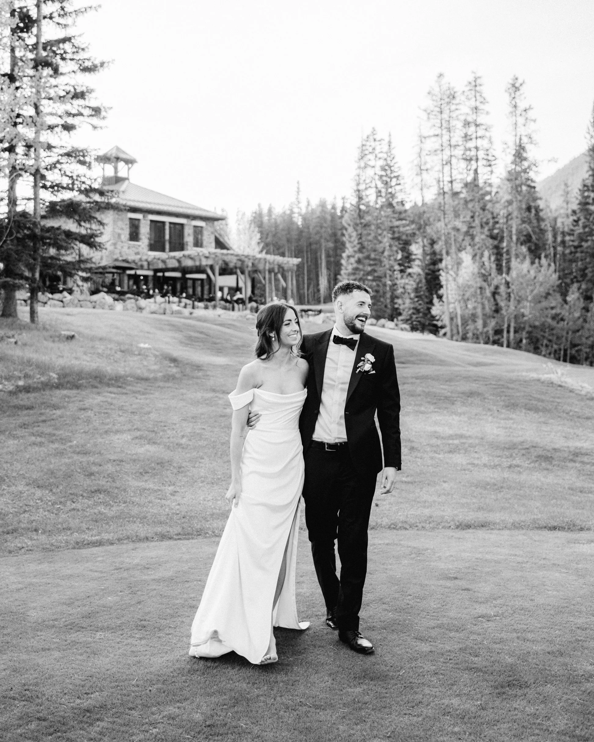 Bride and groom golden hour at Silvertip in Canmore