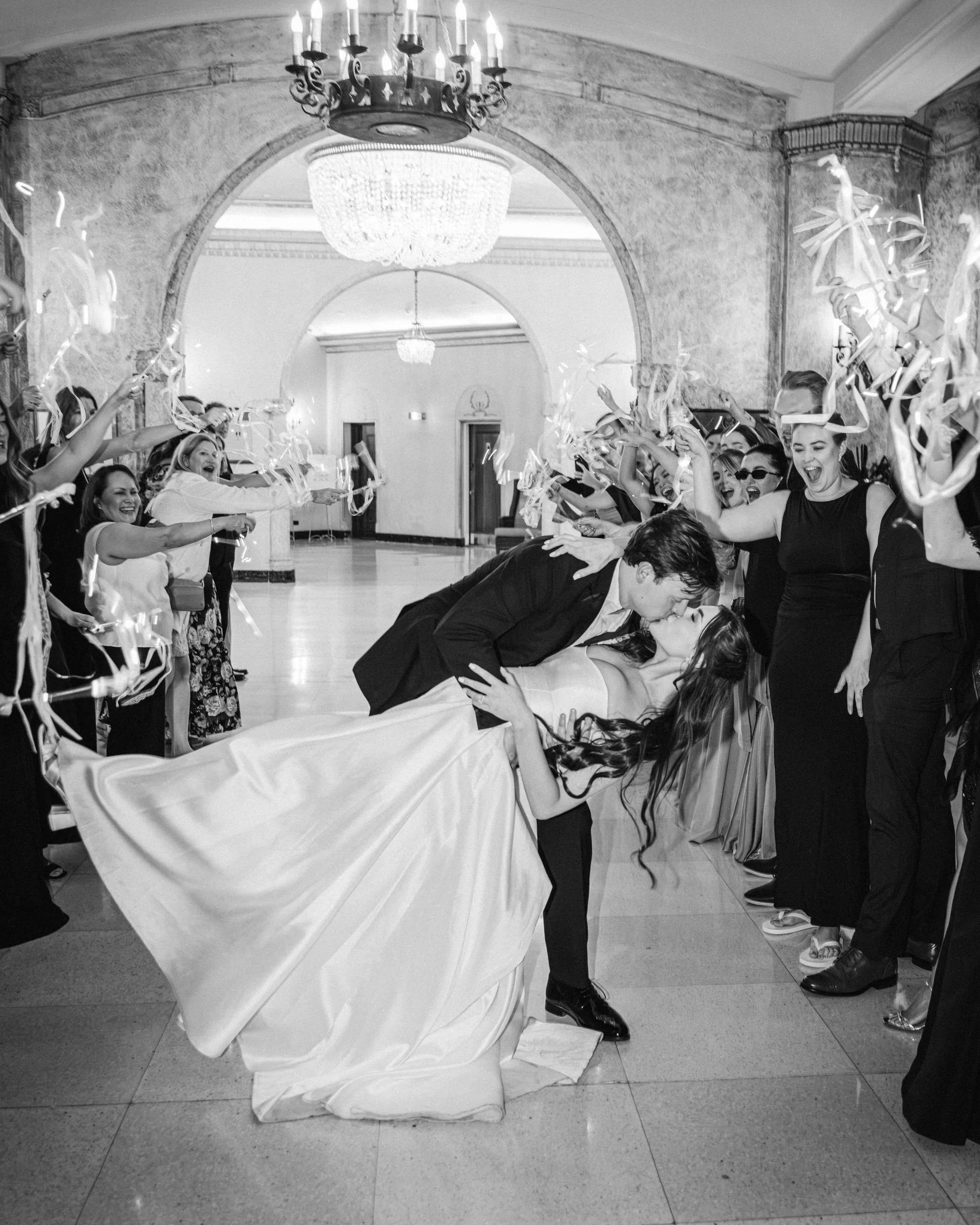 bride and groom reception exit 