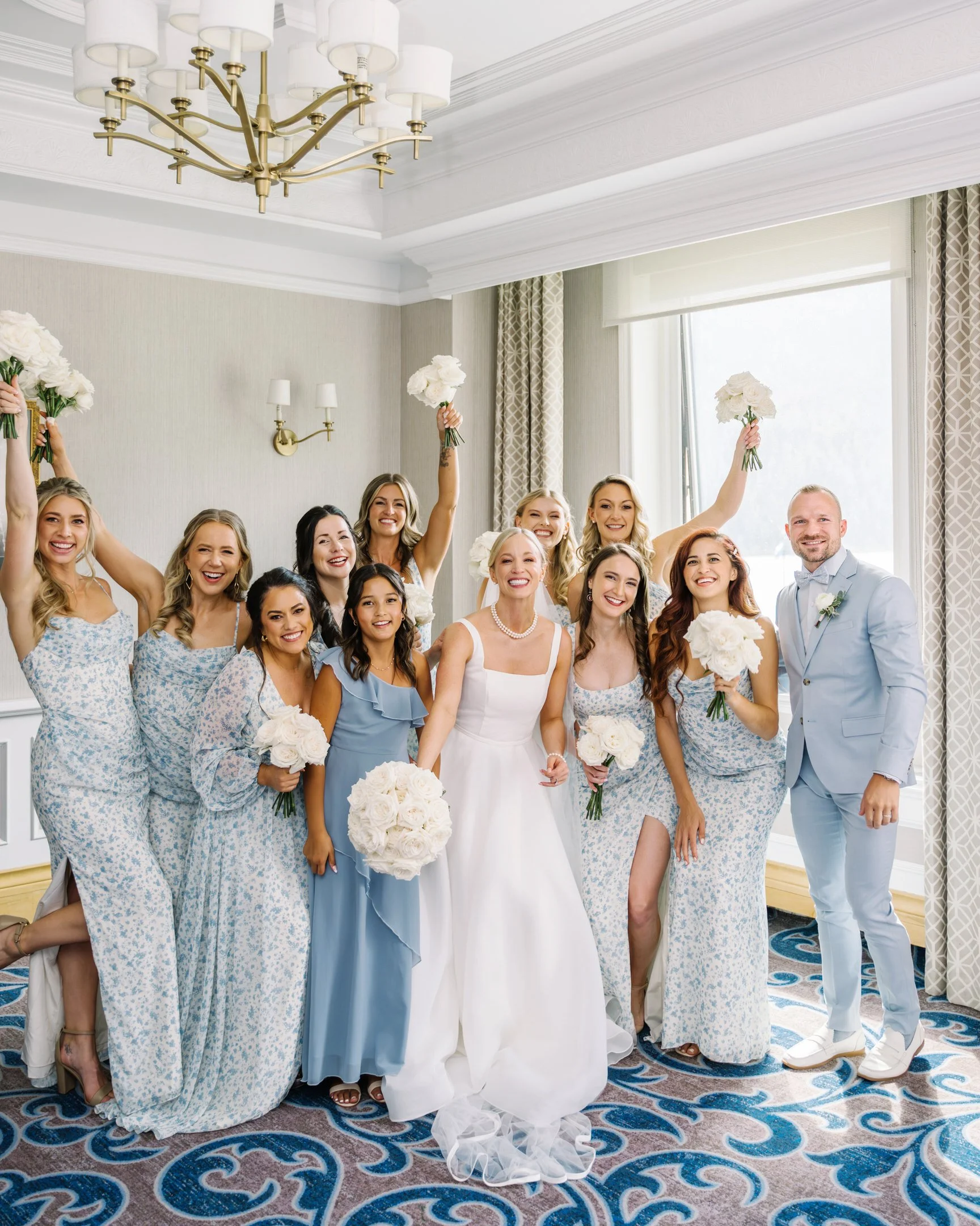 Bride and bridesmaids candid moments at Fairmont Chateau Lake Louise