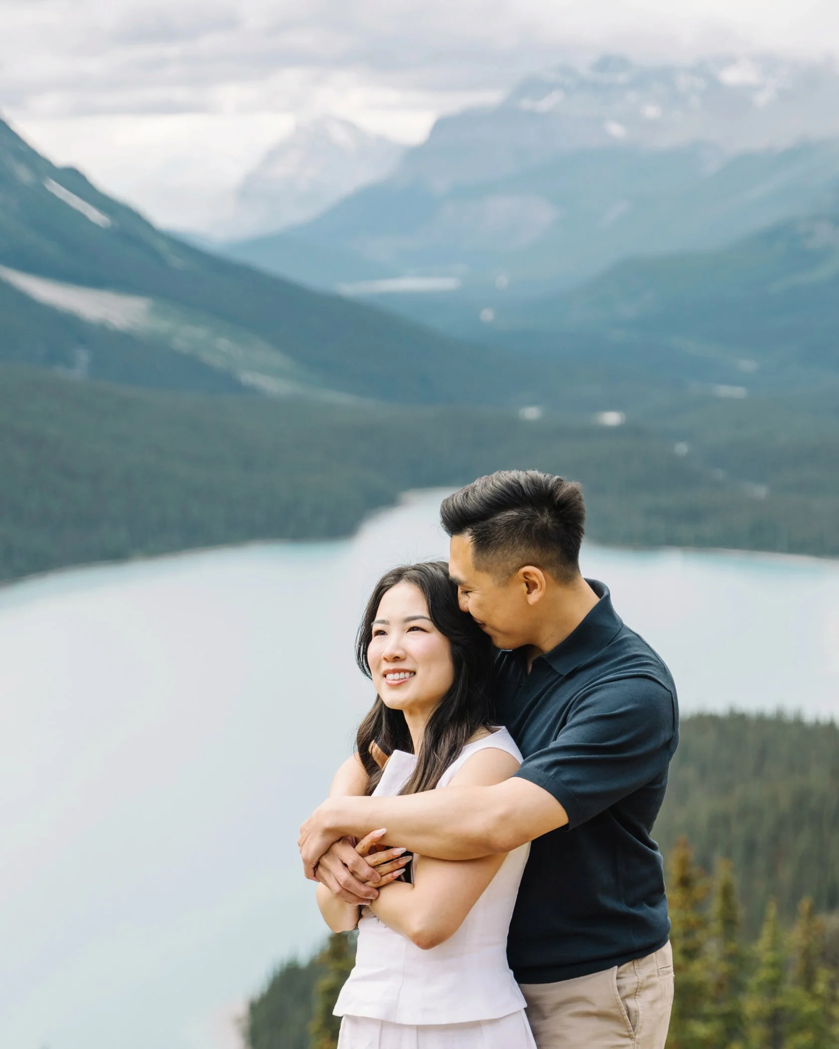 Summer engagement session at Peyto Lake
in Banff National Park