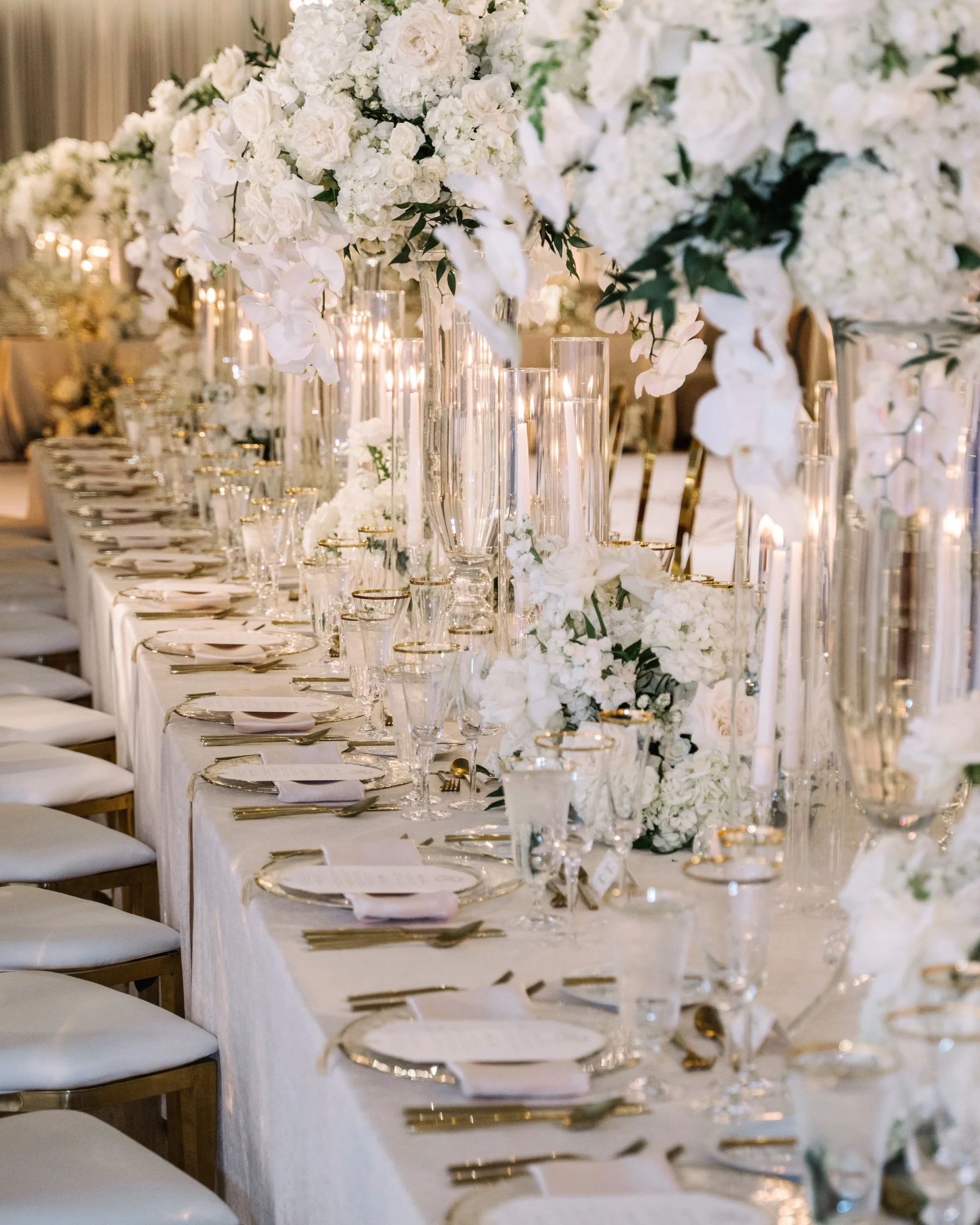 Candle lit reception details at the Fairmont Banff Springs Hotel