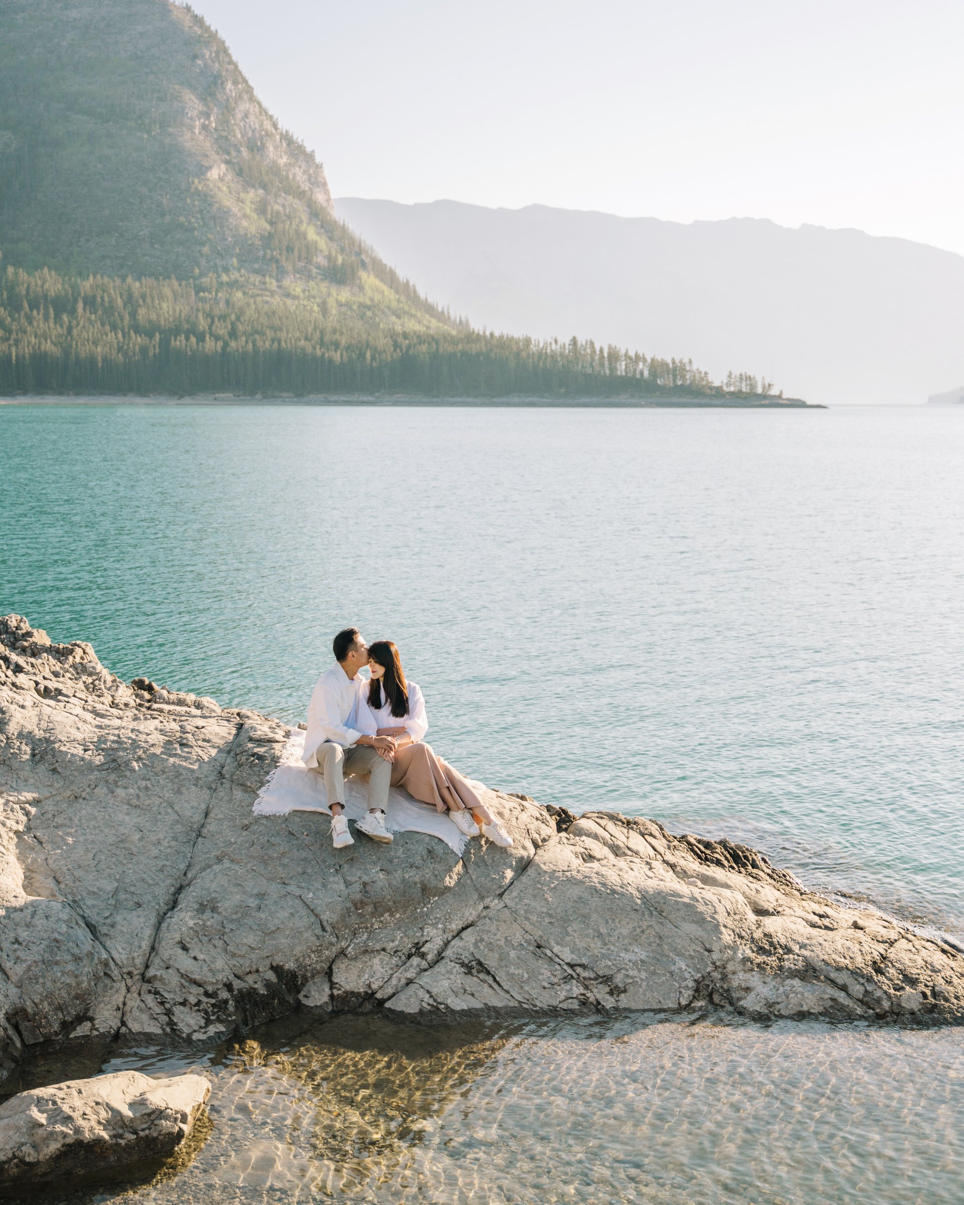 Summer family session at Lake Minnewanka in Banff National Park