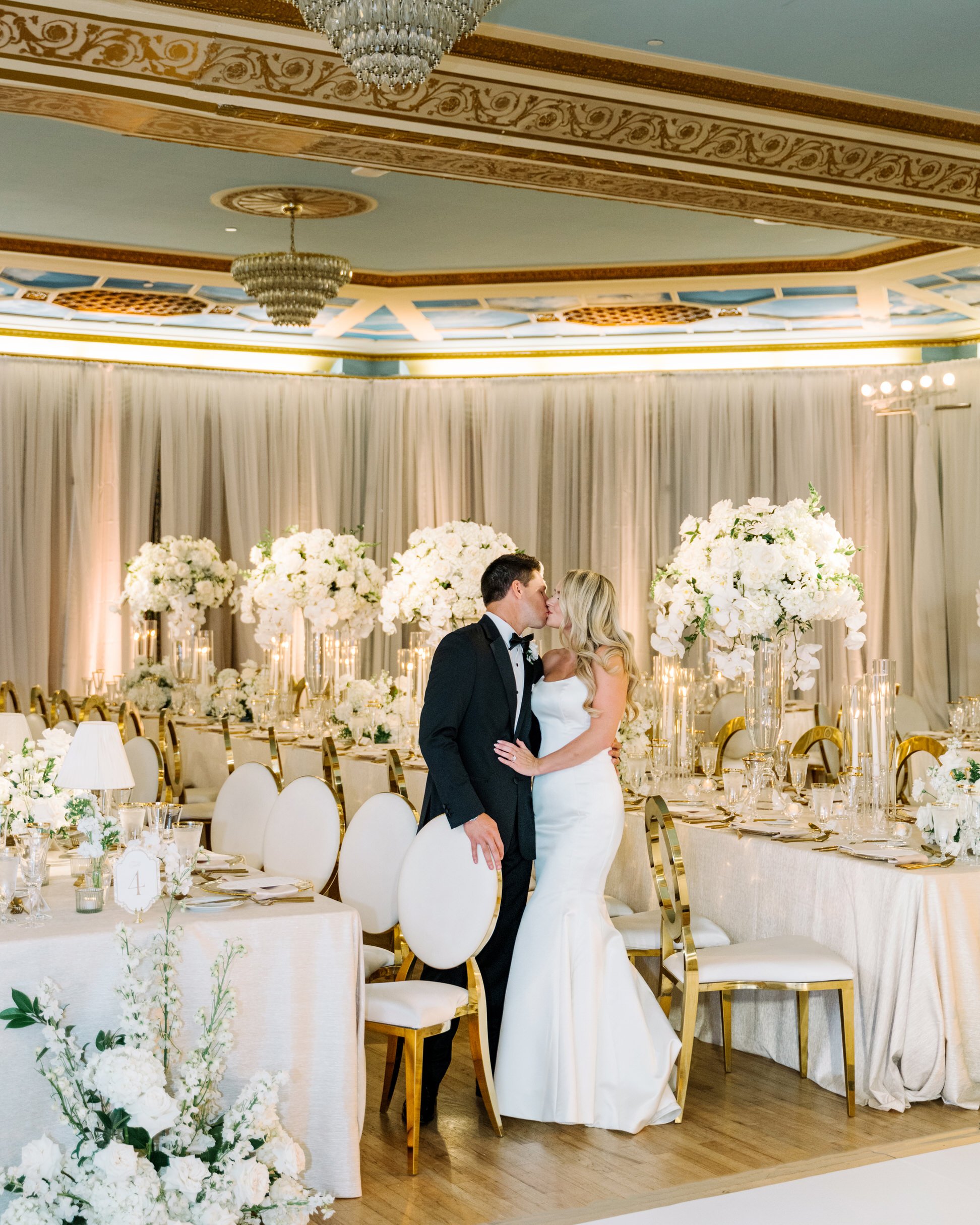 Cascade Ballroom wedding photos of the bride and groom at the Fairmont Banff Springs
