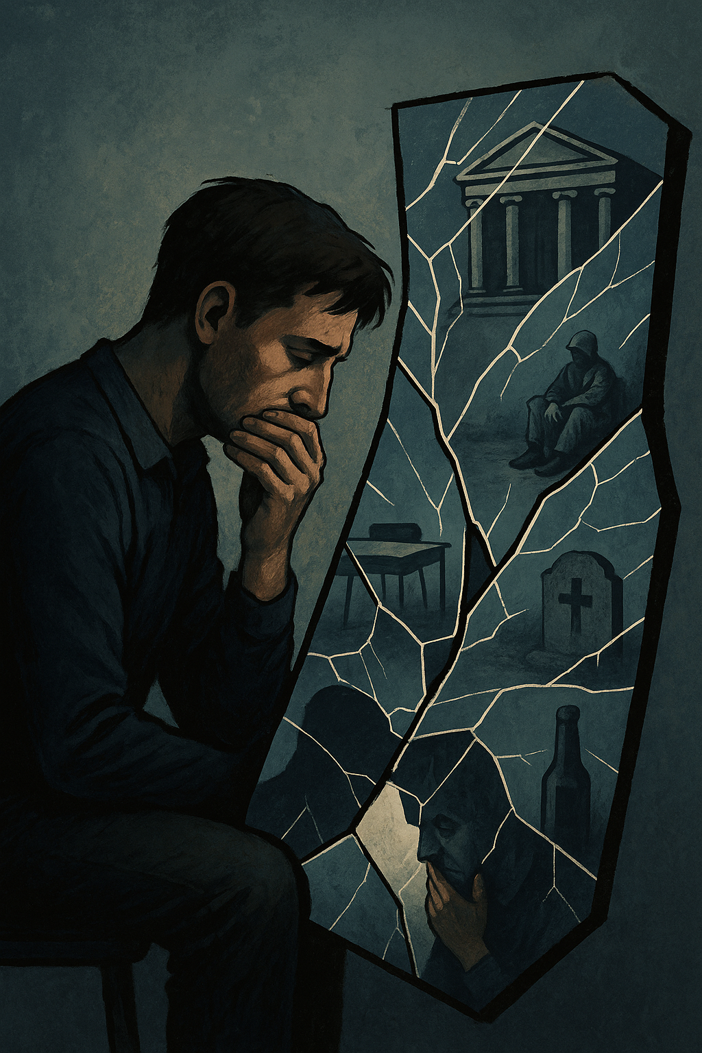 Man depressed about his future which looks bleak