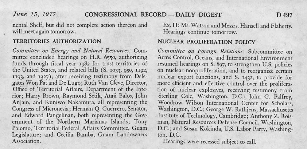 1977 Congressional Record — Daily Digest