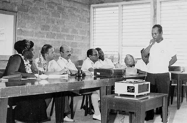 Angie Brooks (left), at  a UN Visiting Mission on Saipan. Oct. 15, 1969. Courtesy of UH Manoa - Hamilton Pacific TT Archives Photos