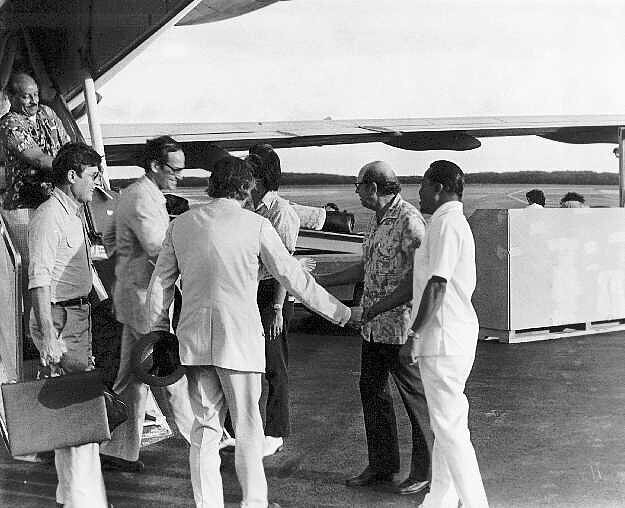 UN Visiting Mission arrives on Saipan. March 15, 1976. Courtesy of UH Manoa - Hamilton Pacific TT Archives Photos