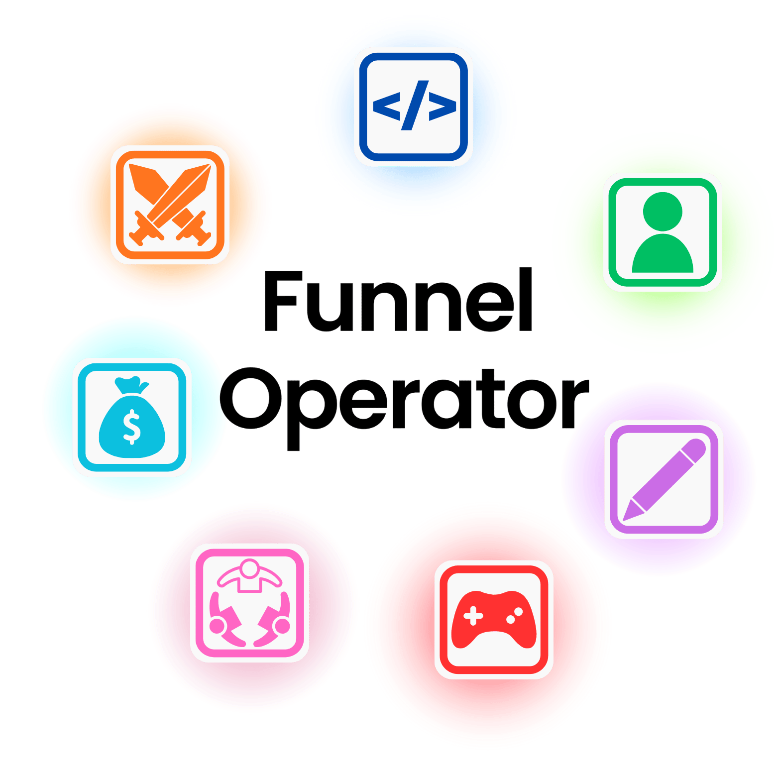 Un design decorativo che mostra svariate competenze che un funnel operator può sviluppare.