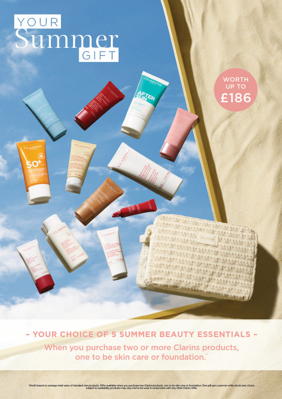 Your Free Gift with purchase of 2 Clarins Products ( 1 to be skincare or foundation ) 